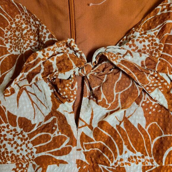 Madewell NWOT Women's 100% Silk Shirt Mini Dress Size 12 Orange Feminine Resort - Picture 4 of 12